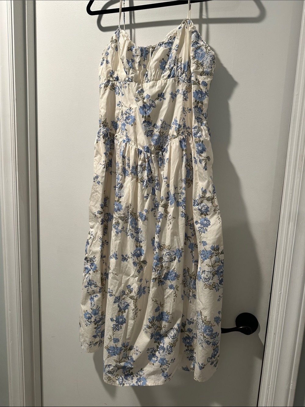 a new day Cream Midi Dress with Blue Floral Print